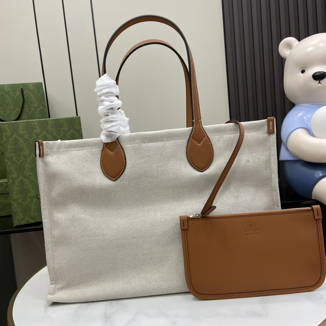 Gucci Medium Tote Bag With Gucci Print - PerfectKickZ