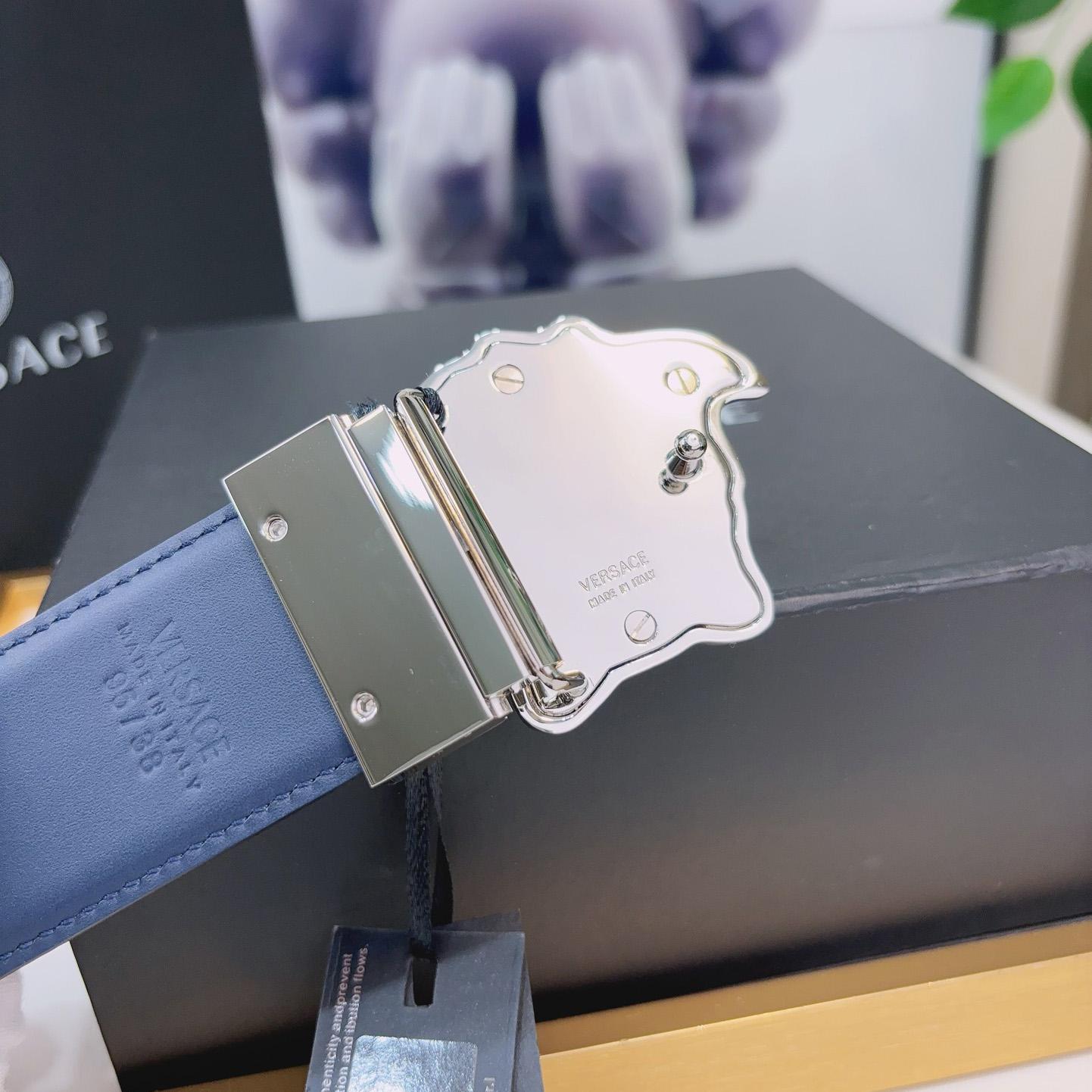 Versace La Medusa Logo-buckle Barocco-print Belt   40mm - PerfectKickZ