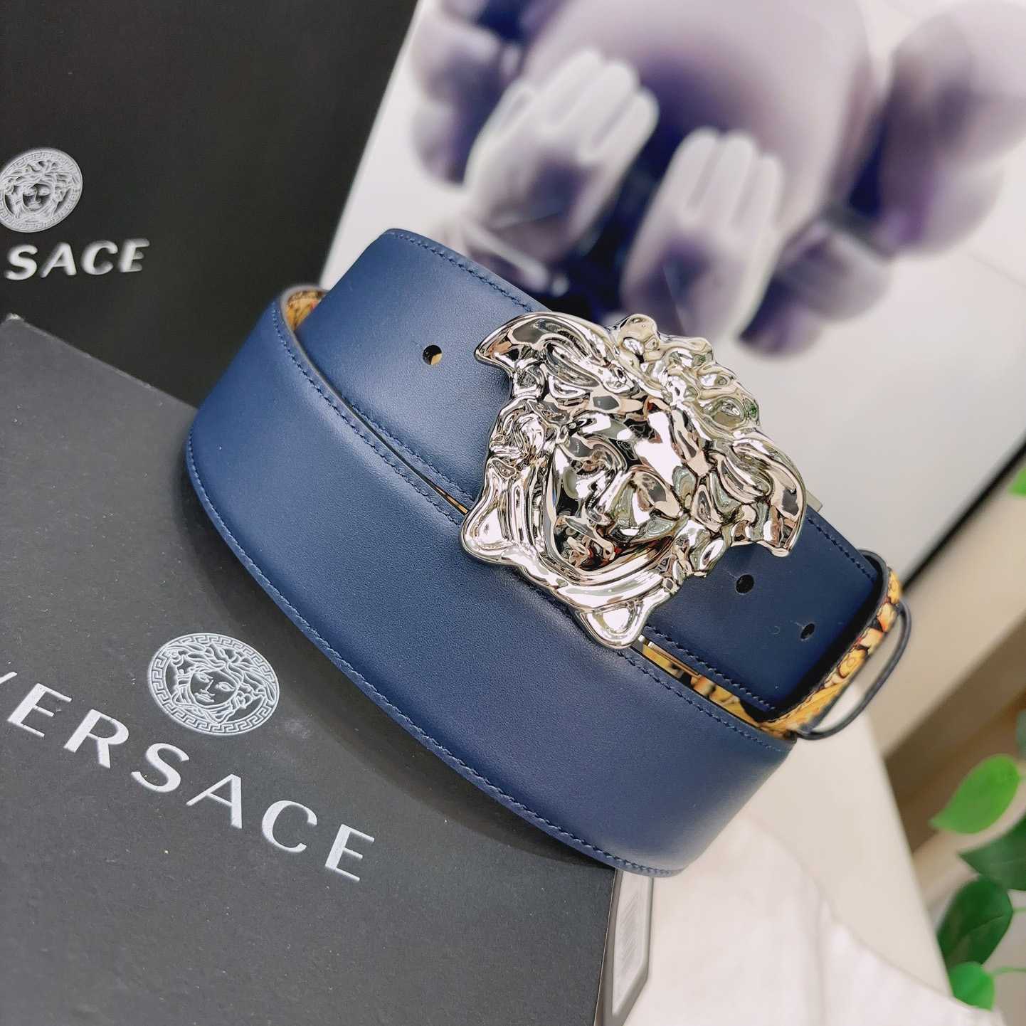 Versace La Medusa Logo-buckle Barocco-print Belt   40mm - PerfectKickZ