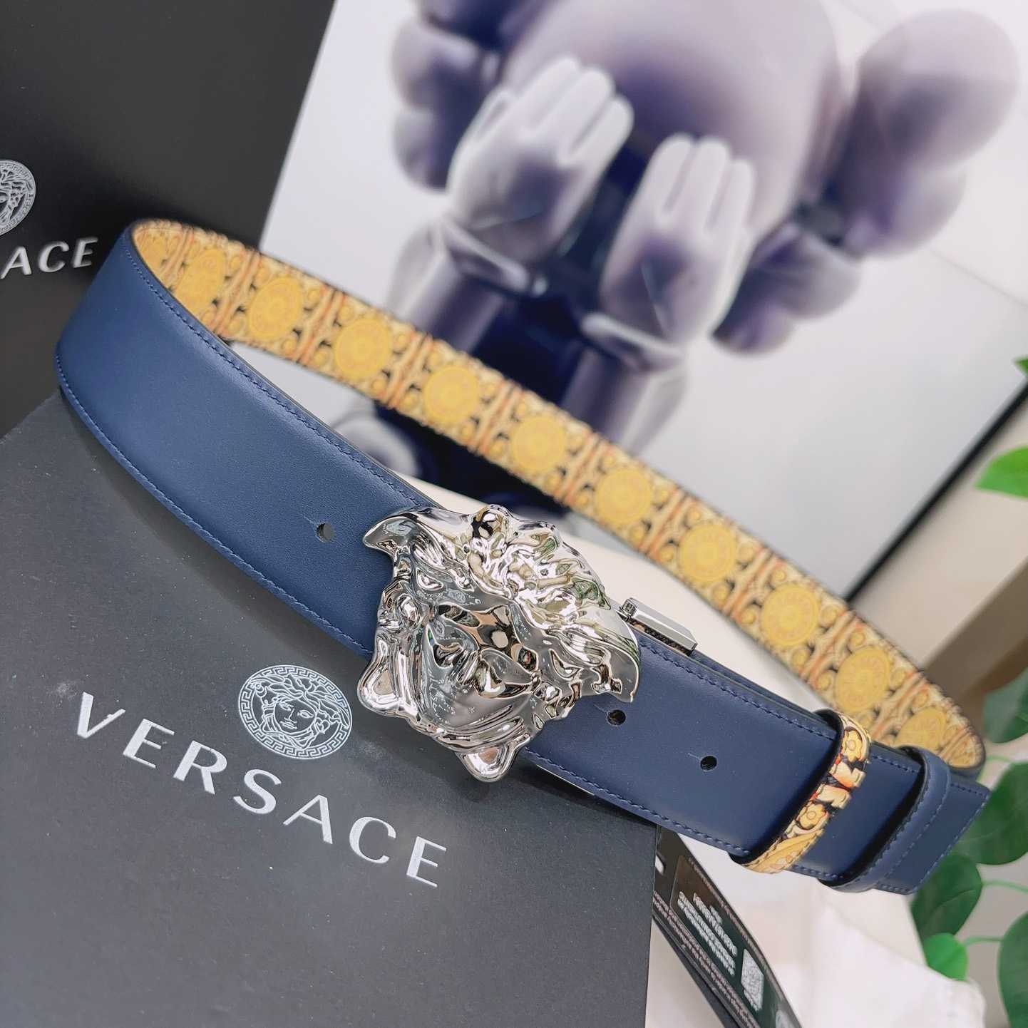 Versace La Medusa Logo-buckle Barocco-print Belt   40mm - PerfectKickZ
