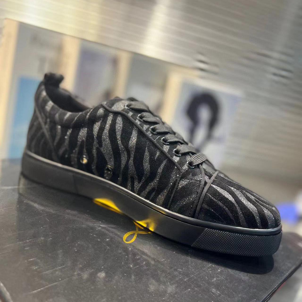 Christian Louboutin Louis Junior Velvet Sneaker In Black - PerfectKickZ