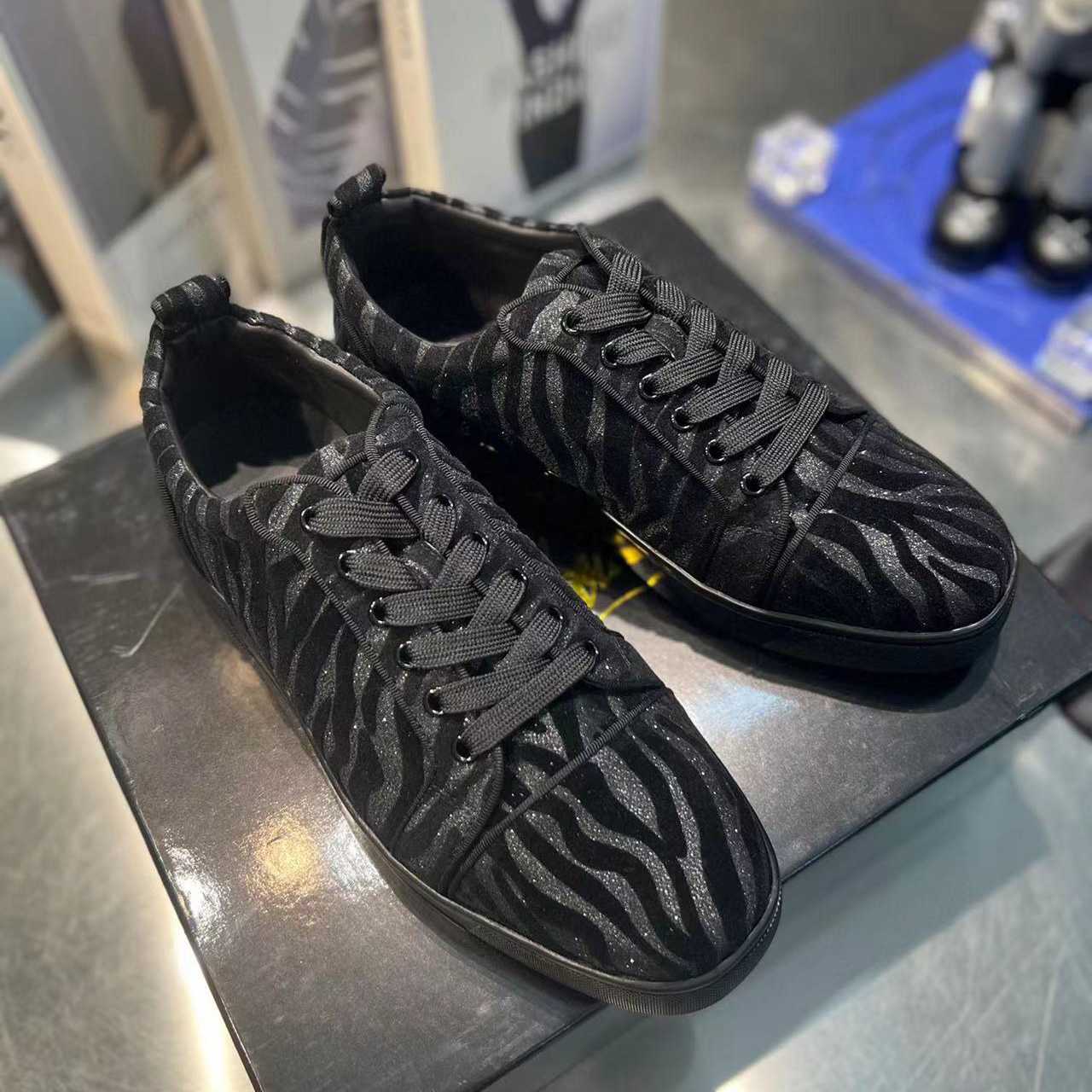 Christian Louboutin Louis Junior Velvet Sneaker In Black - PerfectKickZ