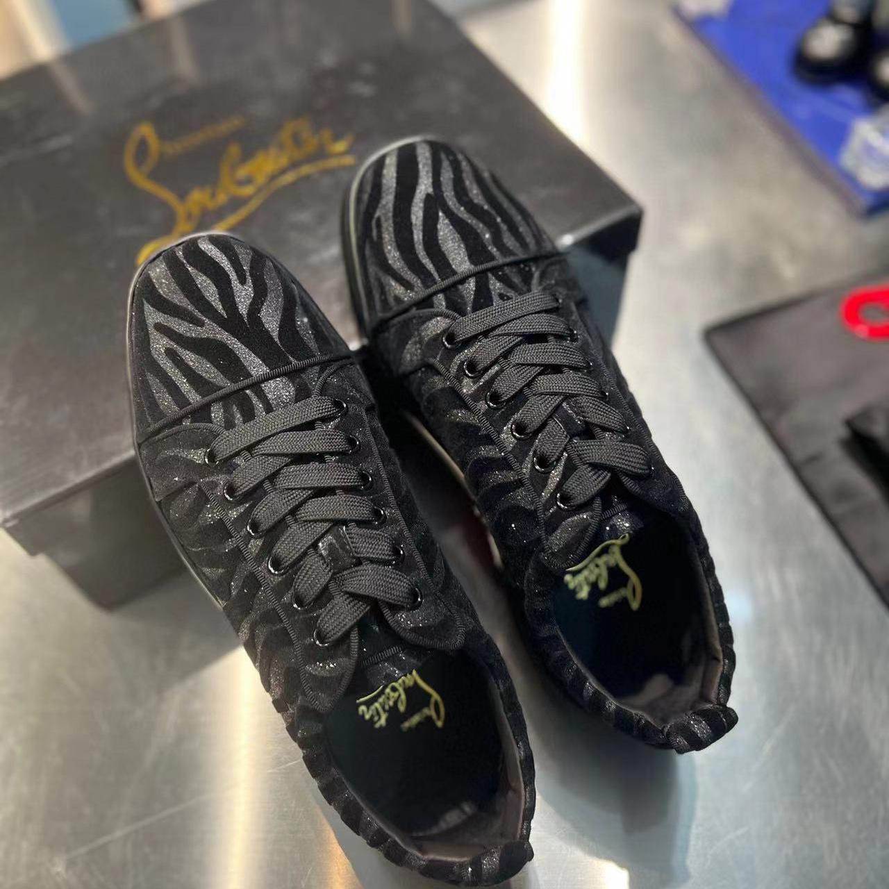 Christian Louboutin Louis Junior Velvet Sneaker In Black - PerfectKickZ