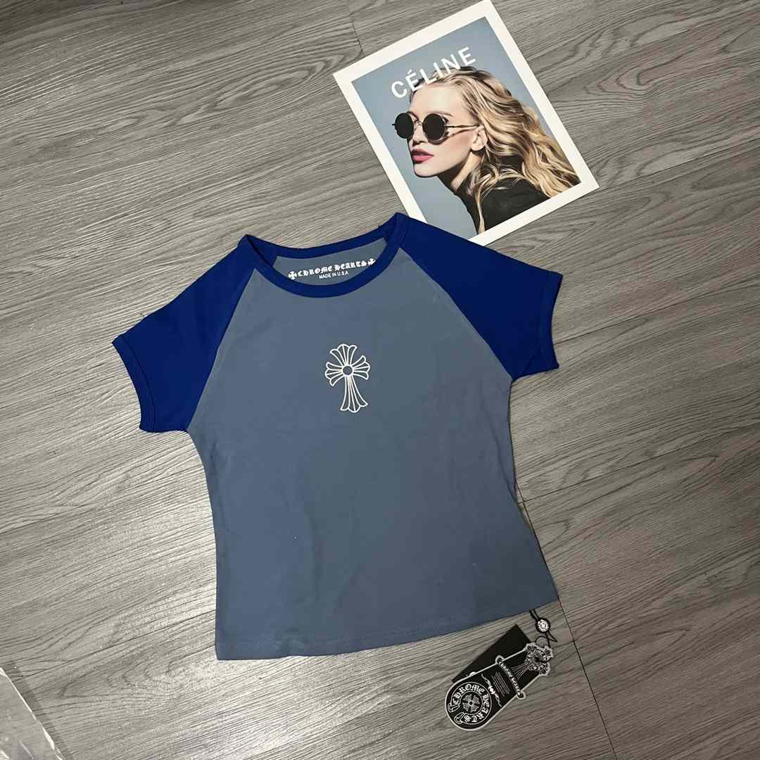 Chrome Heart Crop Top Short Sleeve T-Shirt - PerfectKickZ