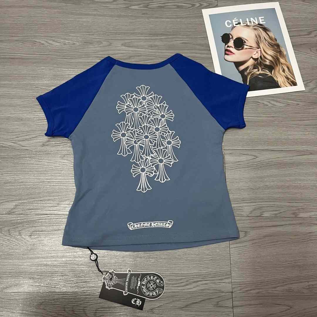 Chrome Heart Crop Top Short Sleeve T-Shirt - PerfectKickZ