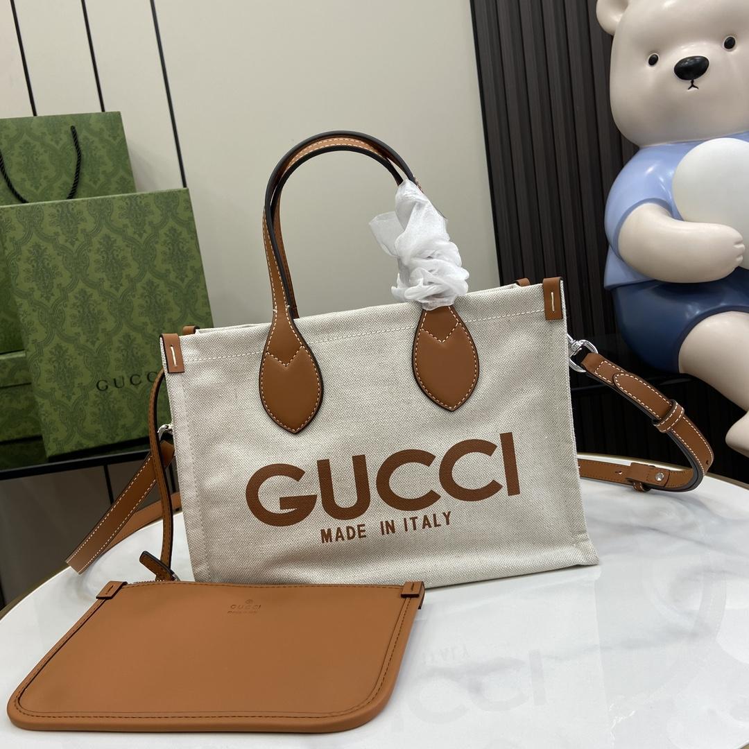 Gucci Mini Tote Bag With Gucci Print - PerfectKickZ