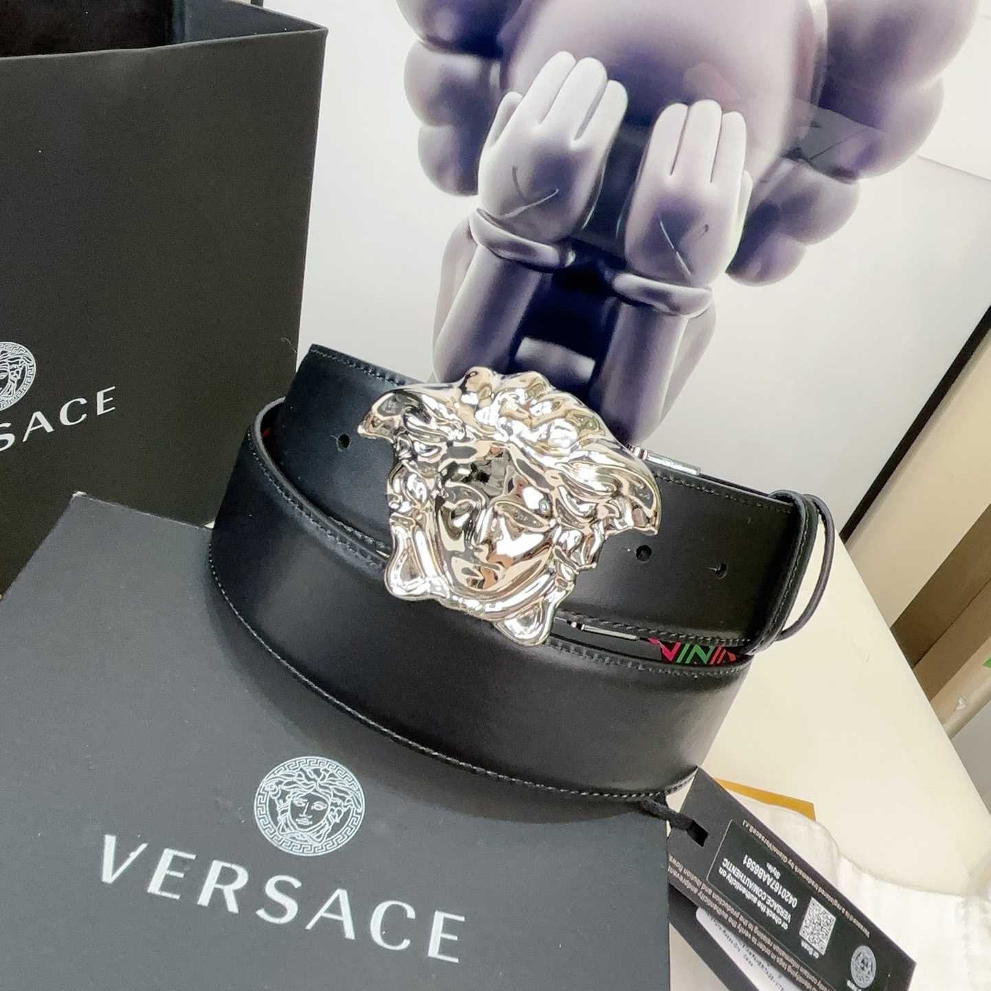 Versace Medusa Greek-print Leather Belt    40mm - PerfectKickZ