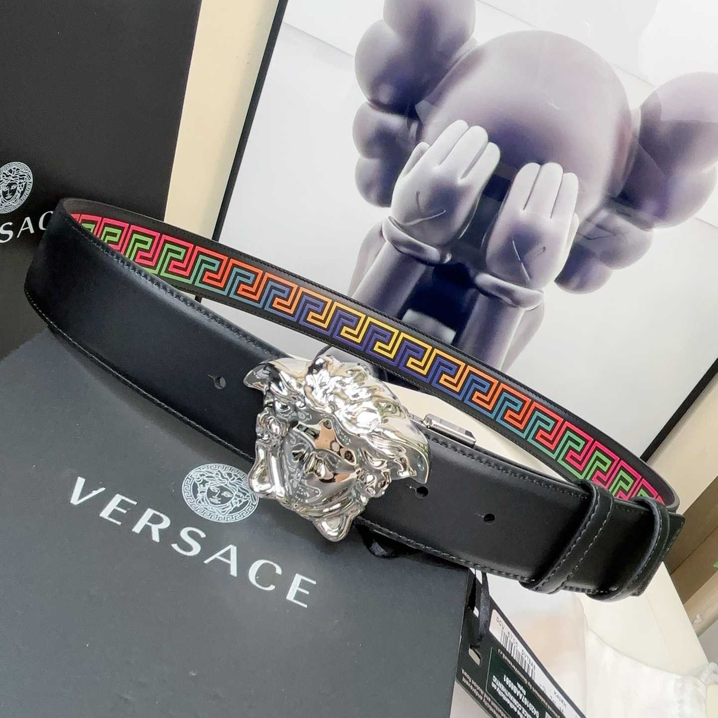 Versace Medusa Greek-print Leather Belt    40mm - PerfectKickZ