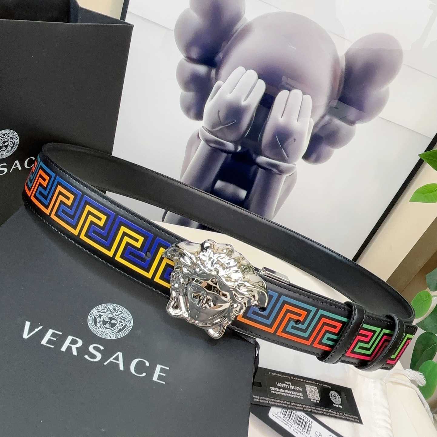 Versace Medusa Greek-print Leather Belt    40mm - PerfectKickZ