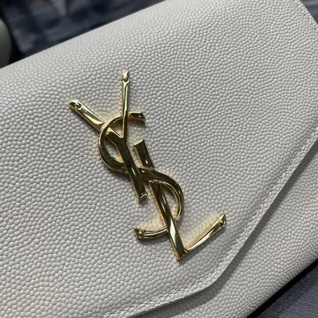 Saint Laurent Uptown Chain Wallet In Crocodile - Embossed Shiny Leather - 