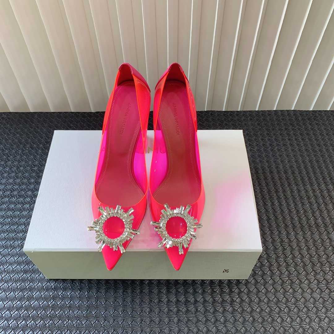 Amina Muaddi Begum Glass Pink Slingbacks - PerfectKickZ