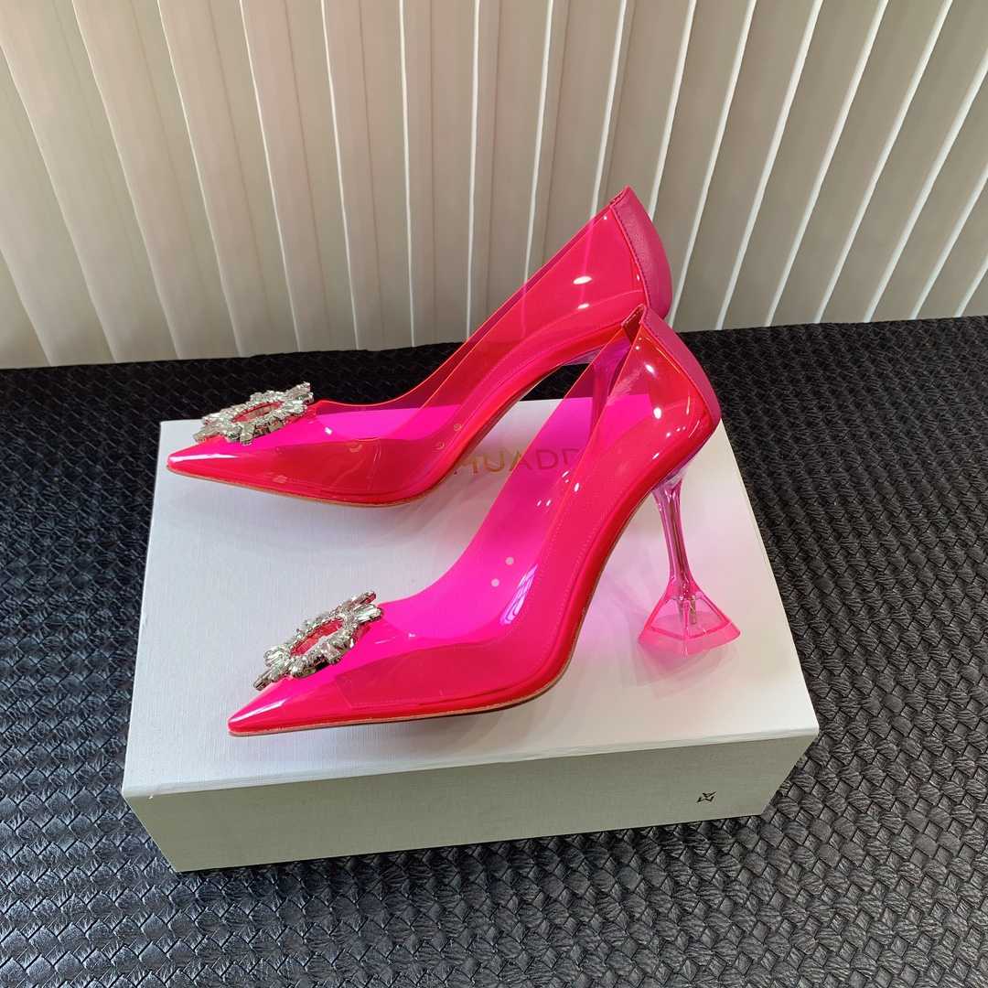Amina Muaddi Begum Glass Pink Slingbacks - PerfectKickZ