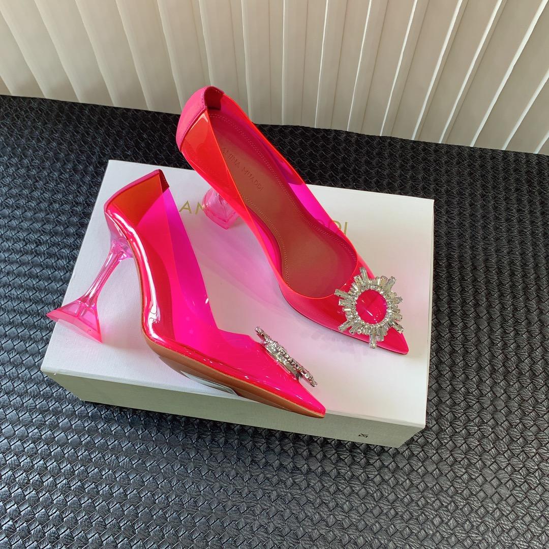 Amina Muaddi Begum Glass Pink Slingbacks - PerfectKickZ