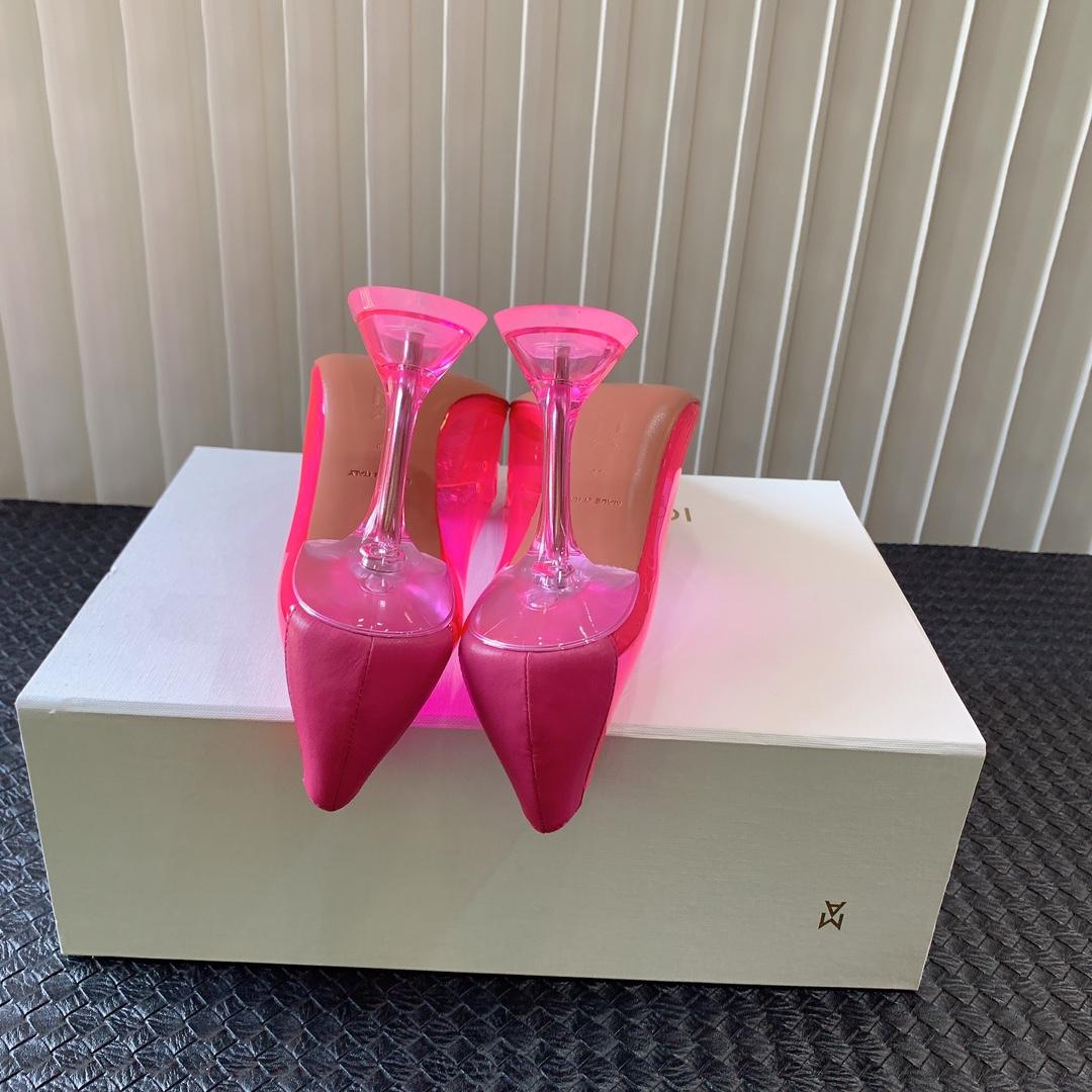 Amina Muaddi Begum Glass Pink Slingbacks - PerfectKickZ
