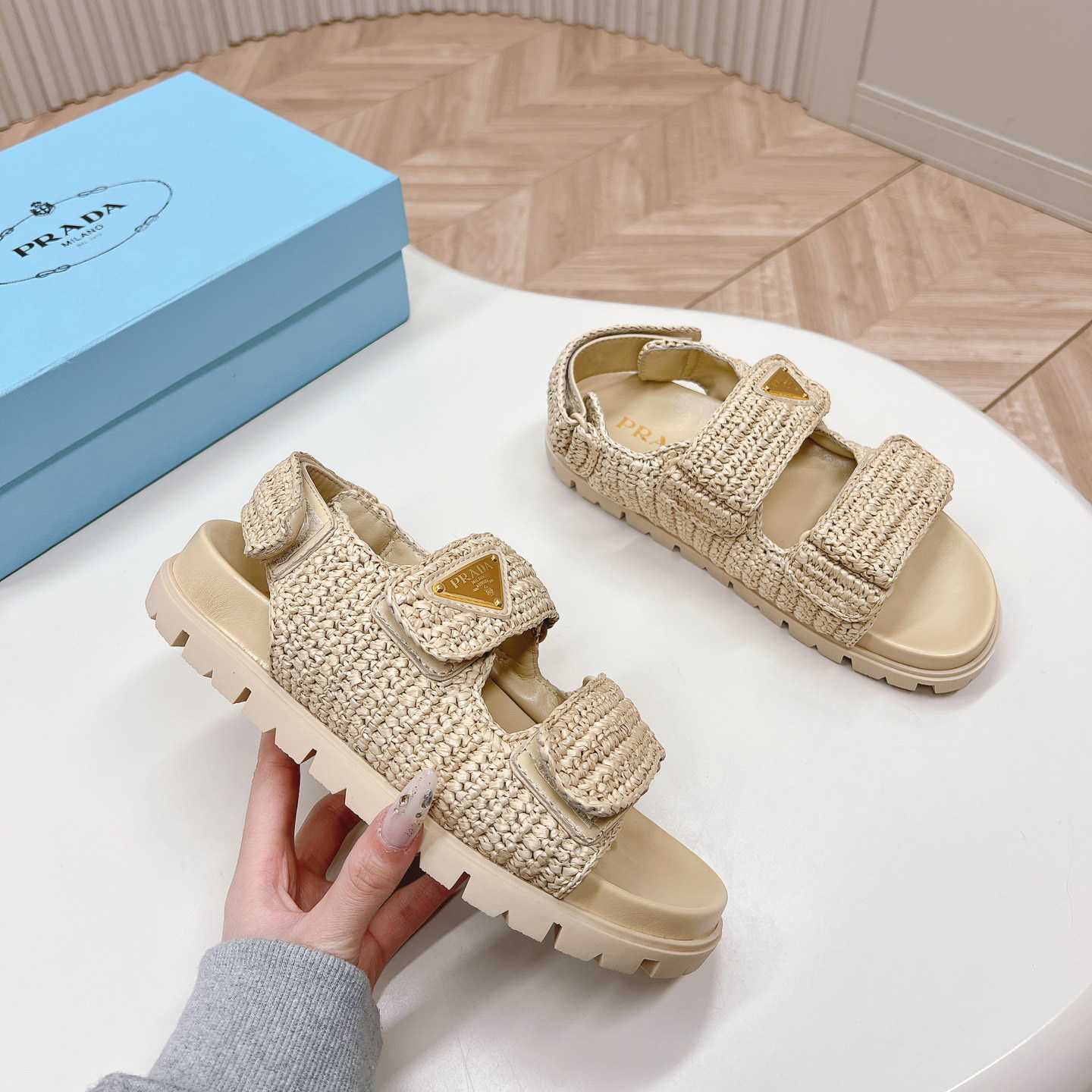 Prada Woven Fabric Sandals - PerfectKickZ