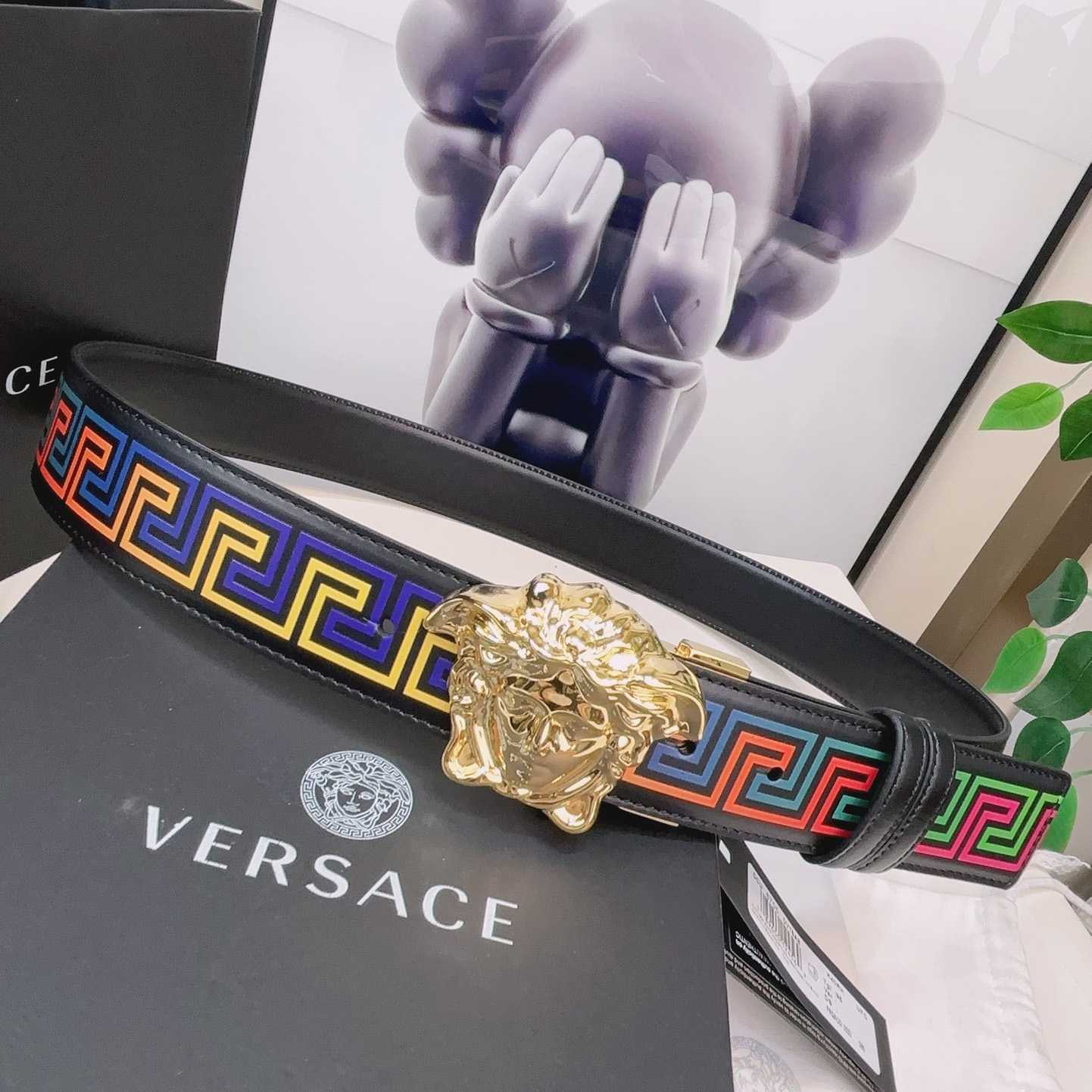 Versace Medusa Greek-print Leather Belt    40mm - PerfectKickZ