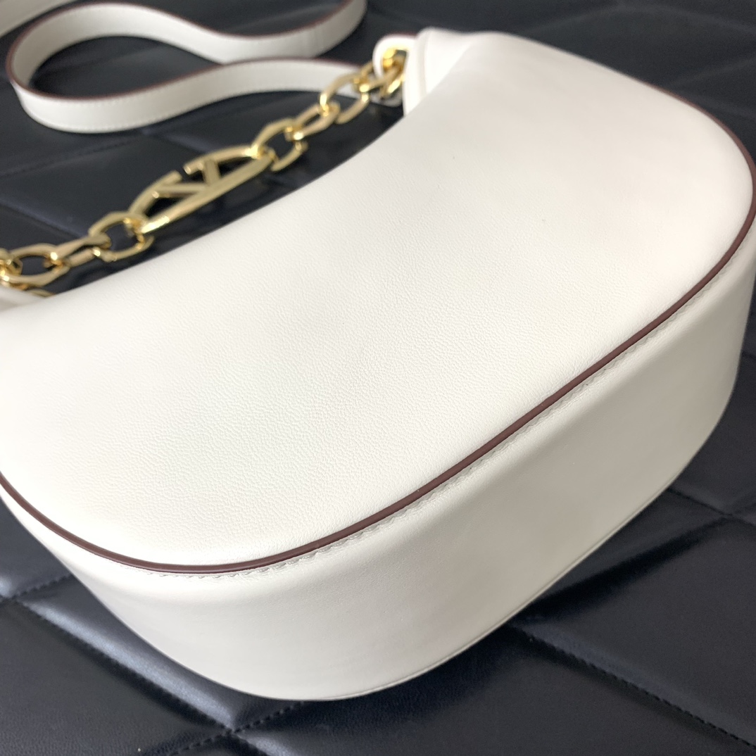 Valenti VLogo Moon Mini Hobo Bag In Nappa Leather With Chain - PerfectKickZ