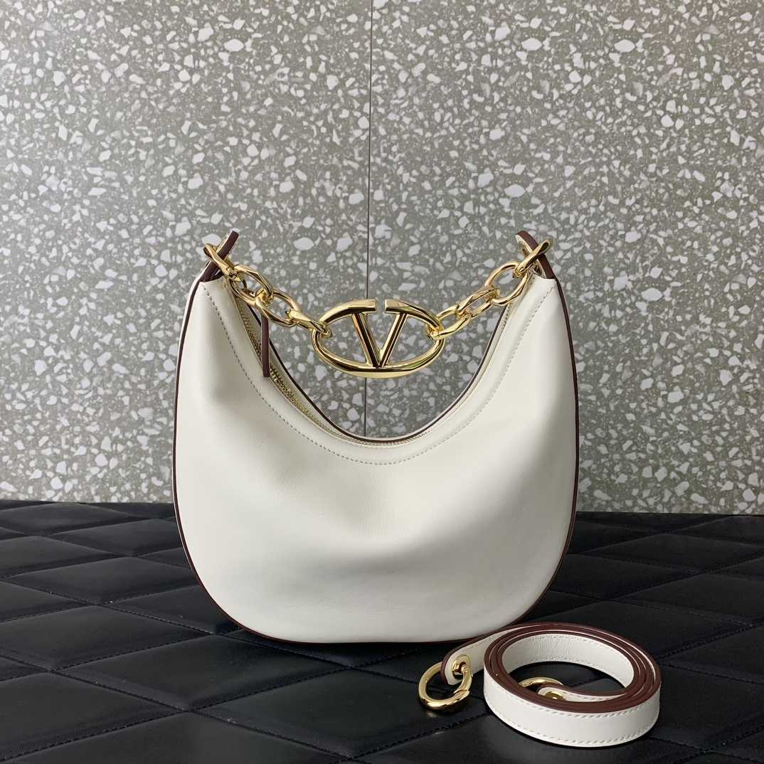 Valenti VLogo Moon Mini Hobo Bag In Nappa Leather With Chain - PerfectKickZ