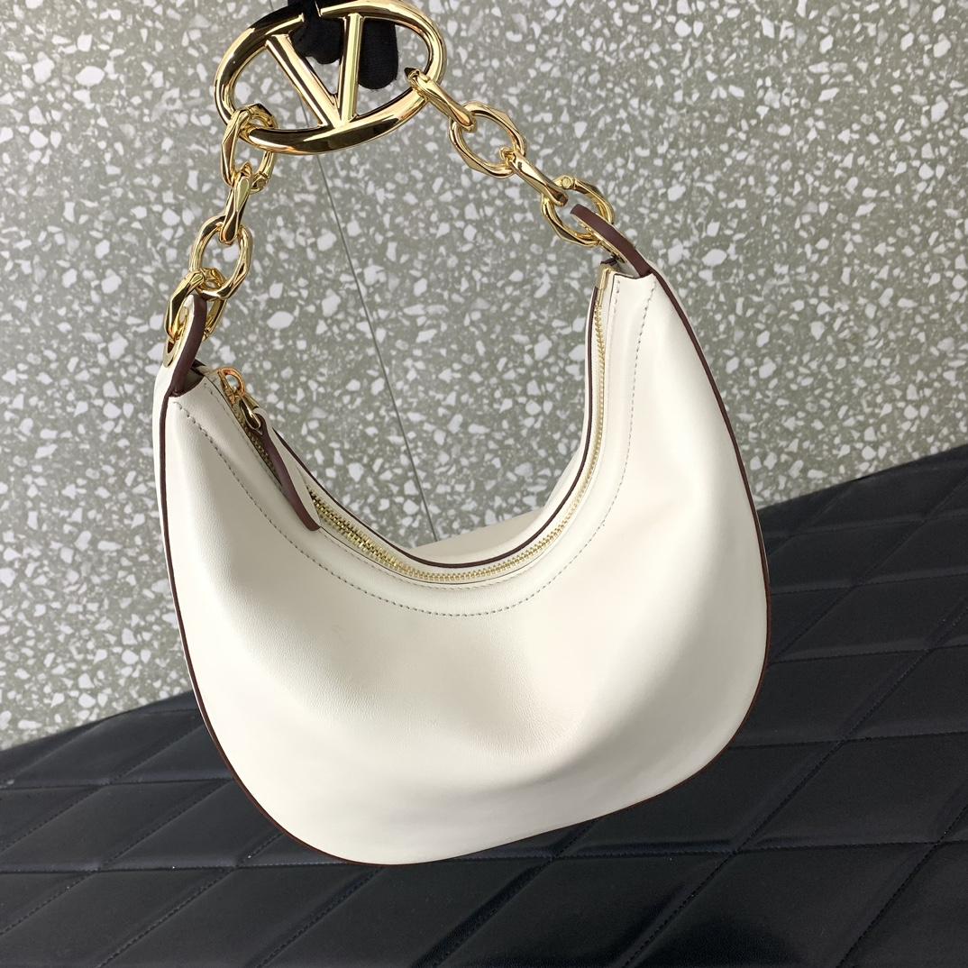 Valenti VLogo Moon Mini Hobo Bag In Nappa Leather With Chain - PerfectKickZ