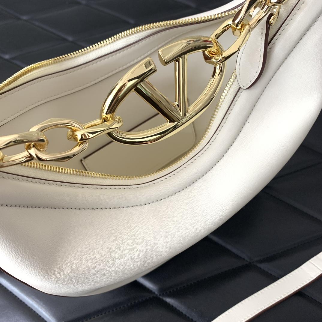 Valenti VLogo Moon Mini Hobo Bag In Nappa Leather With Chain - PerfectKickZ