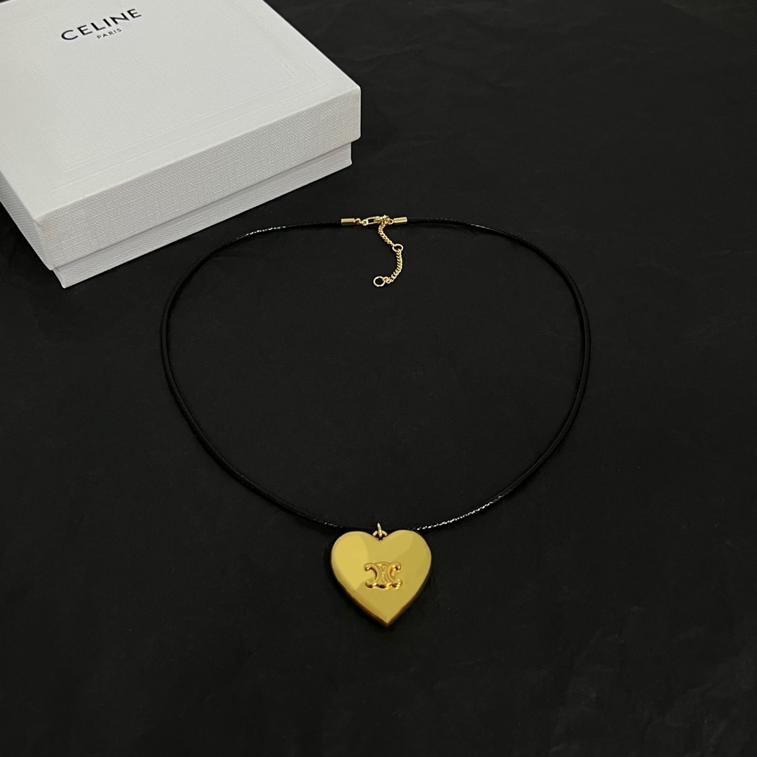 Celine CŒUR Triomphe Necklace In Brass With Gold Finish And Cotton - PerfectKickZ