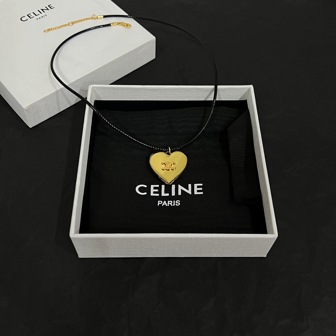 Celine CŒUR Triomphe Necklace In Brass With Gold Finish And Cotton - PerfectKickZ