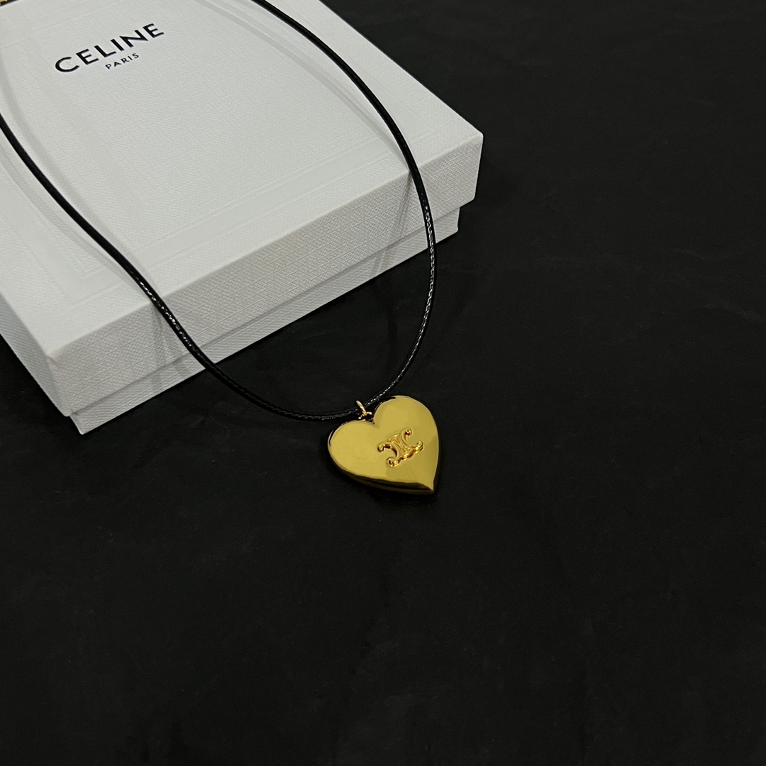 Celine CŒUR Triomphe Necklace In Brass With Gold Finish And Cotton - PerfectKickZ