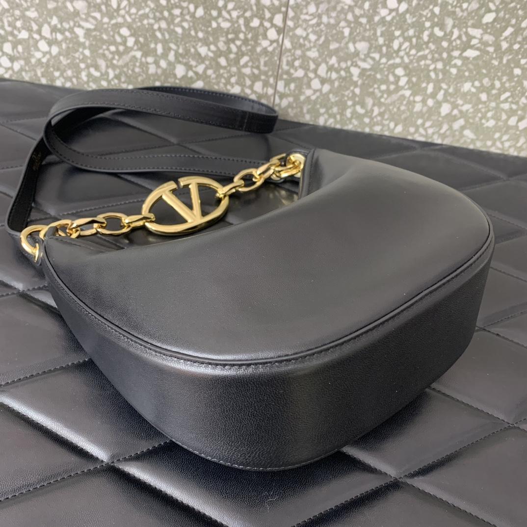 Valenti VLogo Moon Mini Hobo Bag In Nappa Leather With Chain - PerfectKickZ