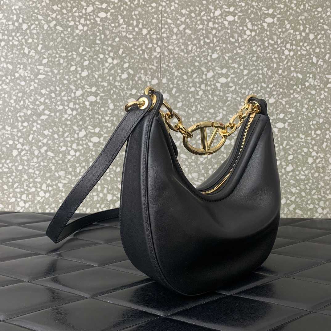 Valenti VLogo Moon Mini Hobo Bag In Nappa Leather With Chain - PerfectKickZ