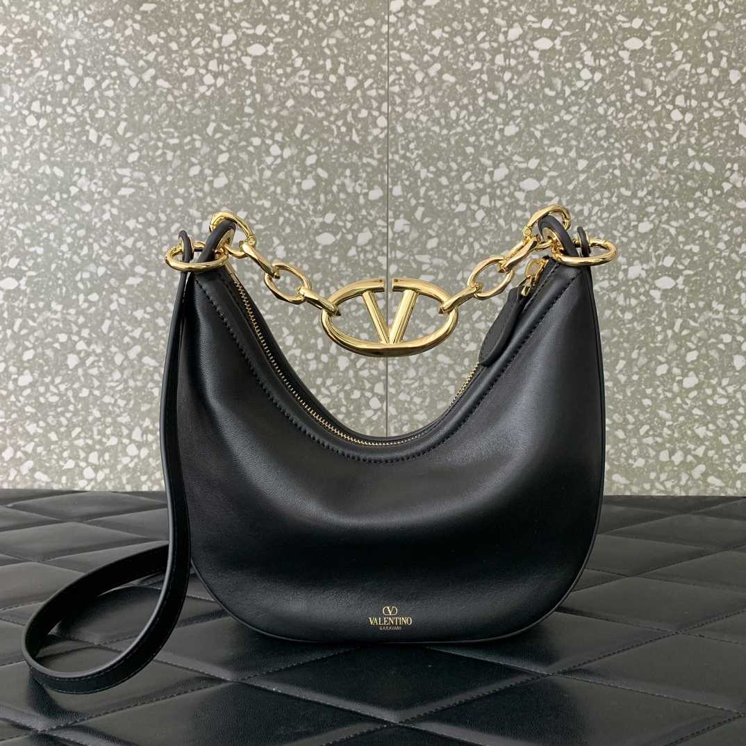 Valenti VLogo Moon Mini Hobo Bag In Nappa Leather With Chain - PerfectKickZ