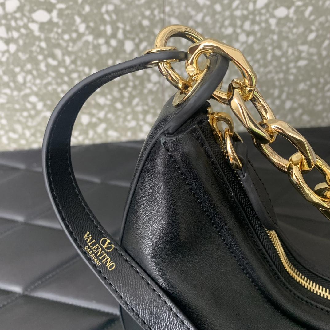 Valenti VLogo Moon Mini Hobo Bag In Nappa Leather With Chain - PerfectKickZ