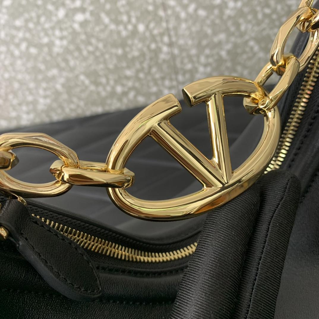Valenti VLogo Moon Mini Hobo Bag In Nappa Leather With Chain - PerfectKickZ
