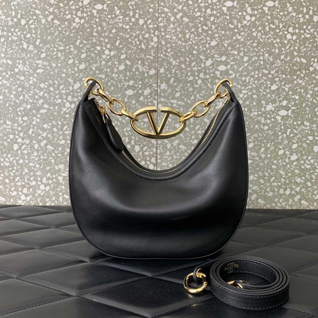 Valenti VLogo Moon Mini Hobo Bag In Nappa Leather With Chain - PerfectKickZ