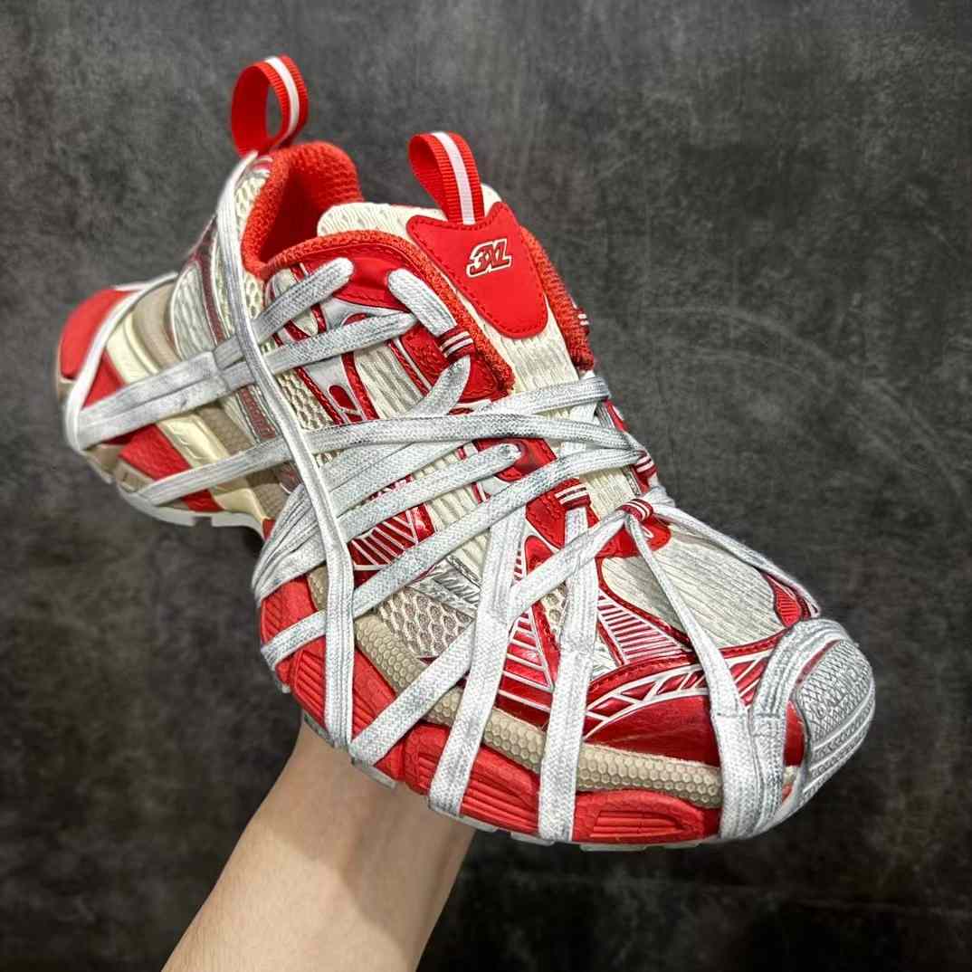 Balenciaga 3XL Extreme Lace Sneaker In Orange And Beige Mesh And Polyurethane - 