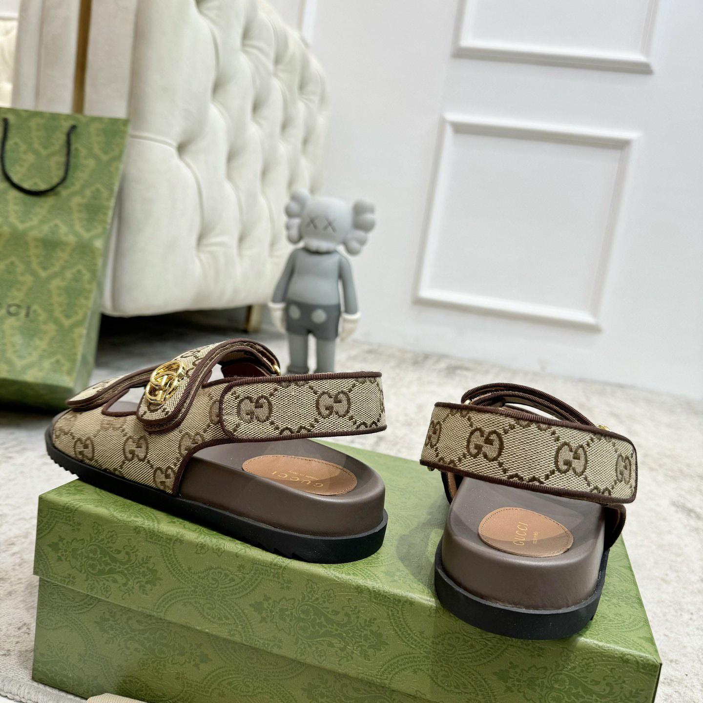 Gucci GG Supreme Canvas Sandals - PerfectKickZ