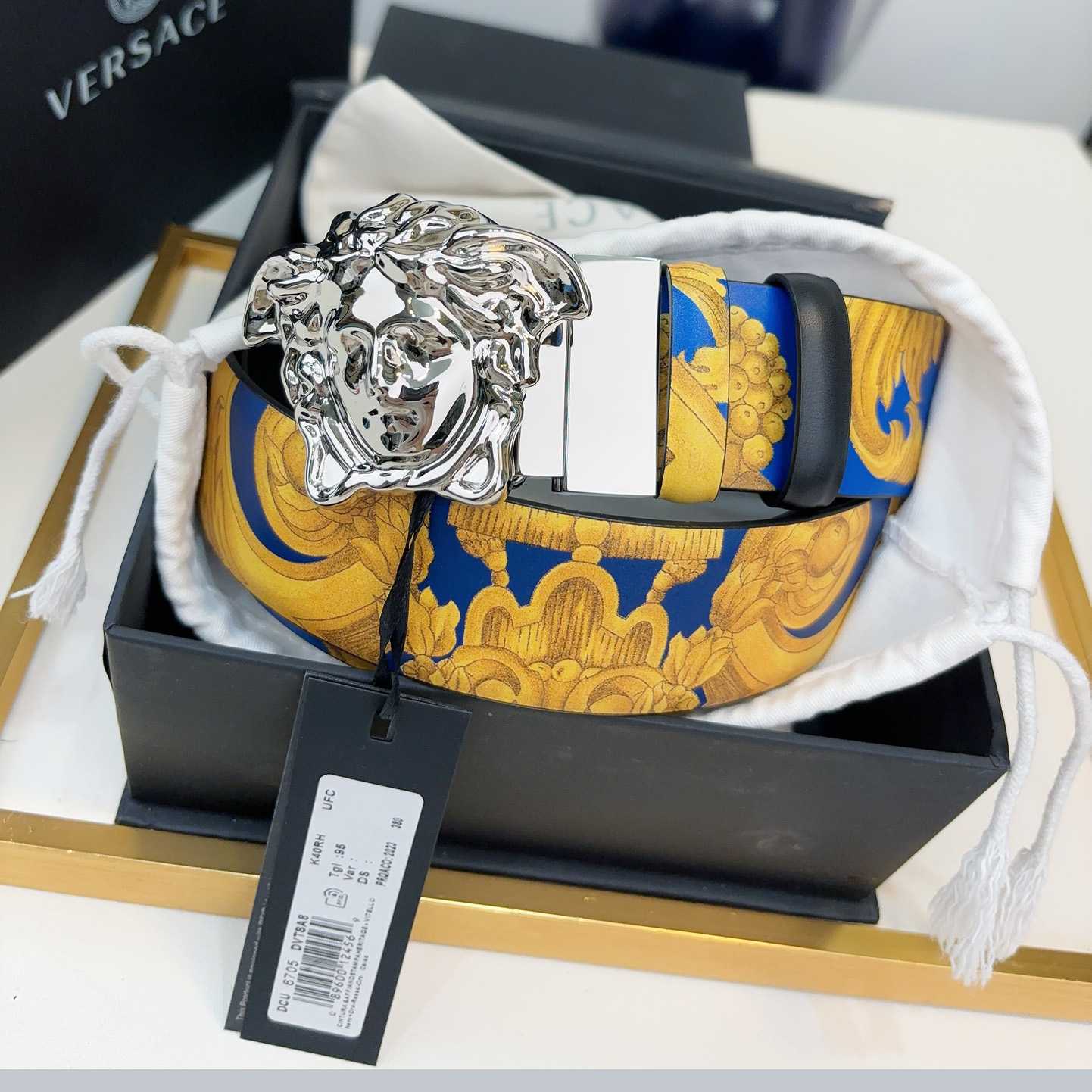 Versace Barocco Reversible Leather Belt    40mm - PerfectKickZ