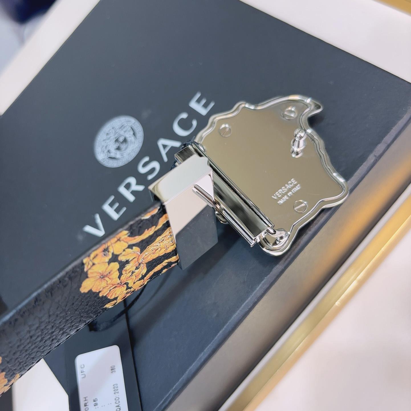 Versace La Medusa Logo-buckle Barocco-print Belt   40mm - PerfectKickZ