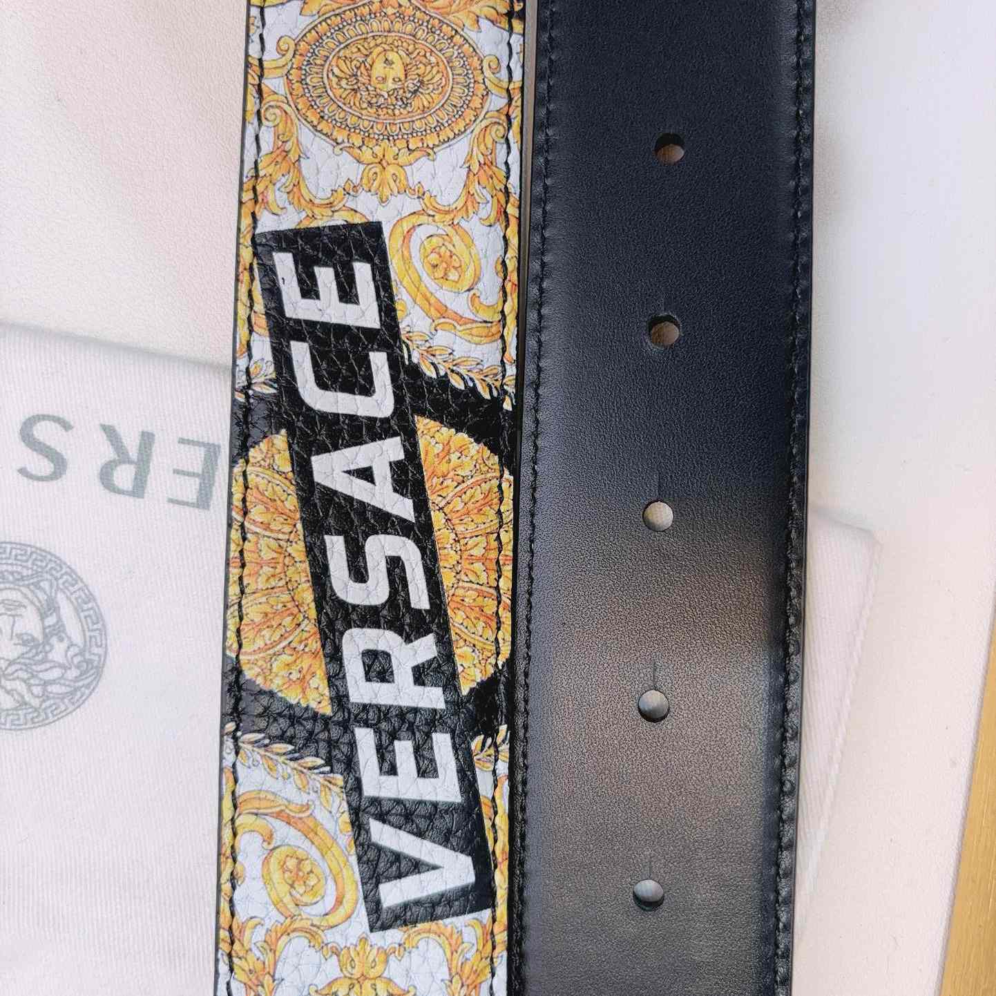 Versace La Medusa Logo-buckle Barocco-print Belt   40mm - PerfectKickZ