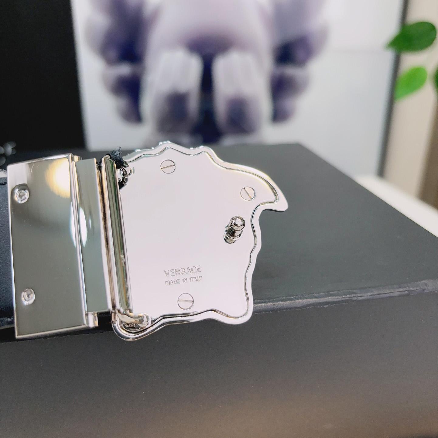 Versace La Medusa Logo-buckle Barocco-print Belt   40mm - PerfectKickZ