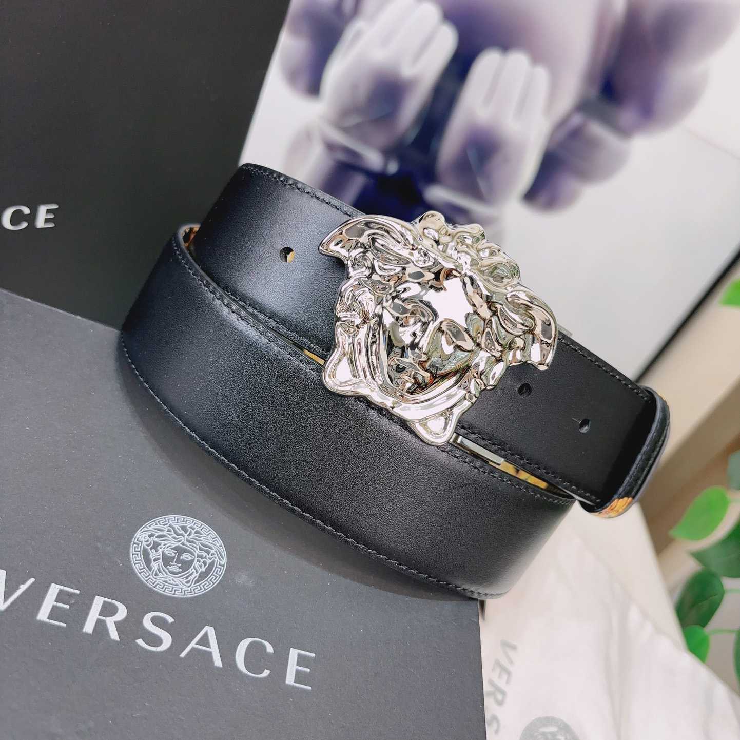 Versace La Medusa Logo-buckle Barocco-print Belt   40mm - PerfectKickZ