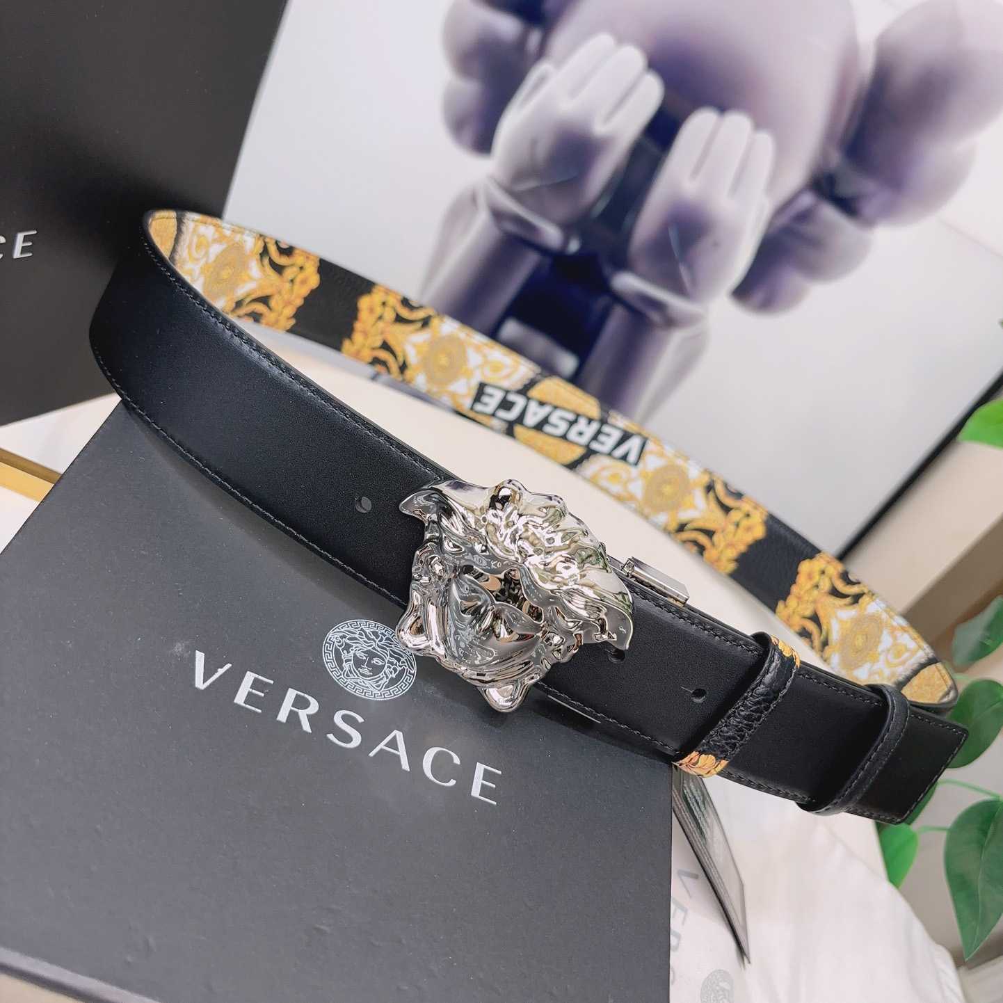 Versace La Medusa Logo-buckle Barocco-print Belt   40mm - PerfectKickZ