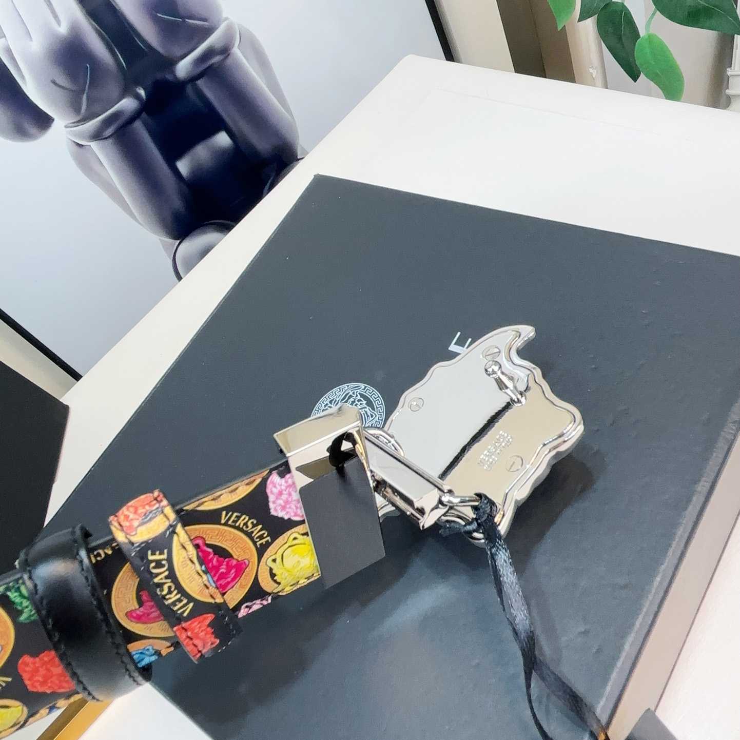 Versace Medusa Medallion Print Reversible Leather Belt   40mm - PerfectKickZ