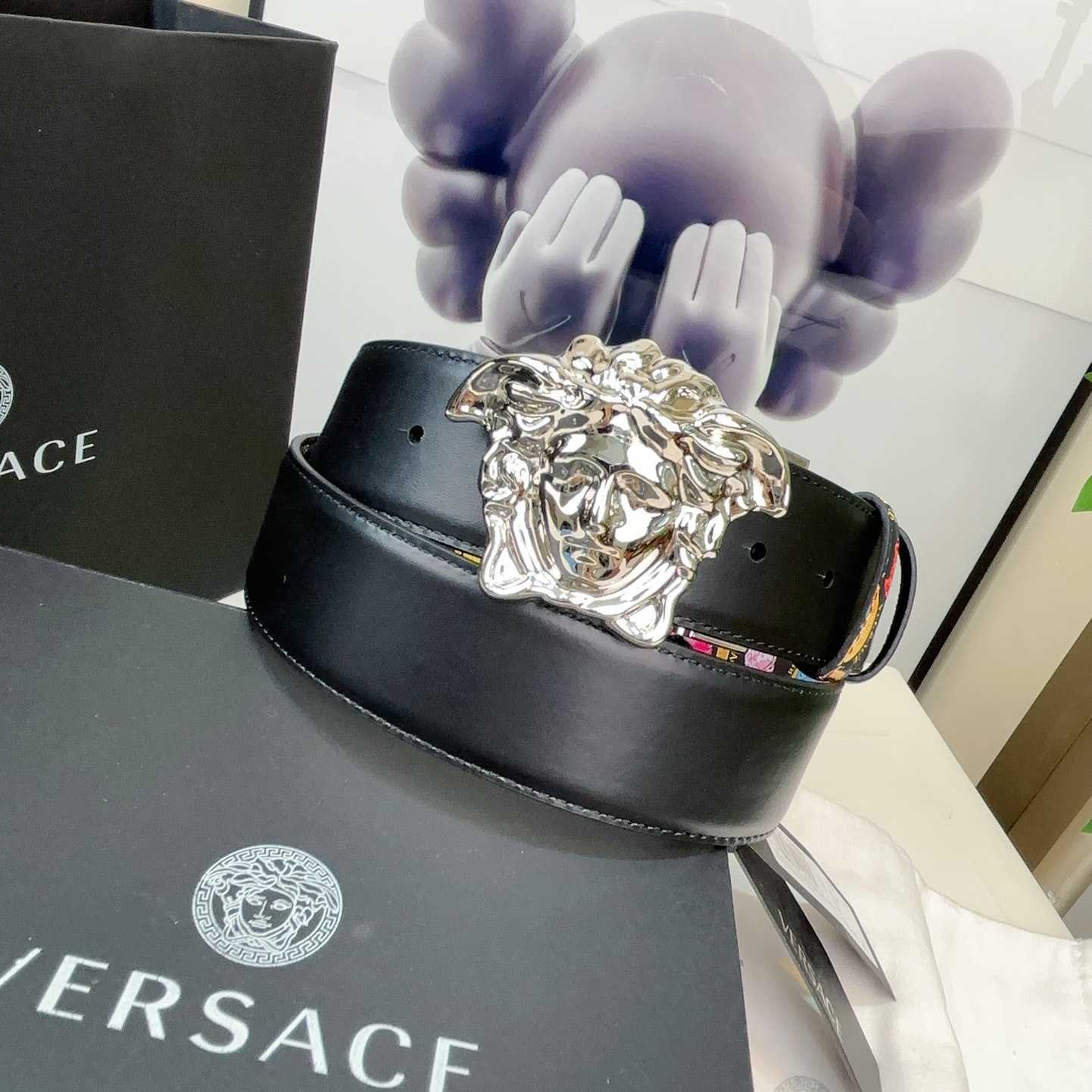 Versace Medusa Medallion Print Reversible Leather Belt   40mm - PerfectKickZ
