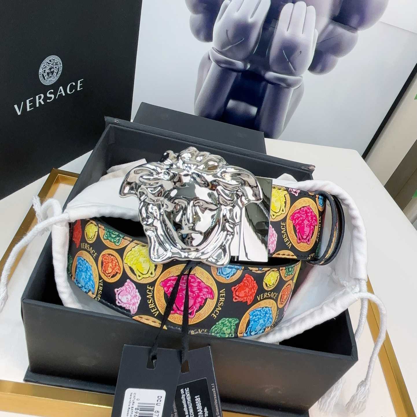 Versace Medusa Medallion Print Reversible Leather Belt   40mm - PerfectKickZ