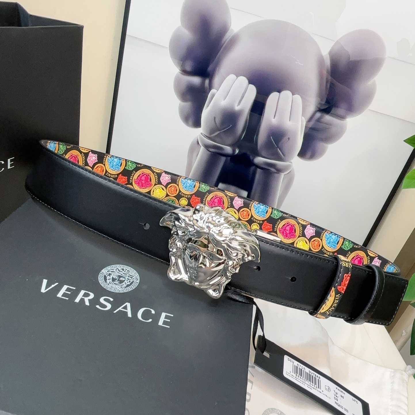 Versace Medusa Medallion Print Reversible Leather Belt   40mm - PerfectKickZ