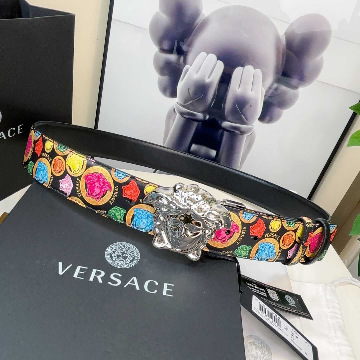 Versace Medusa Medallion Print Reversible Leather Belt   40mm - PerfectKickZ