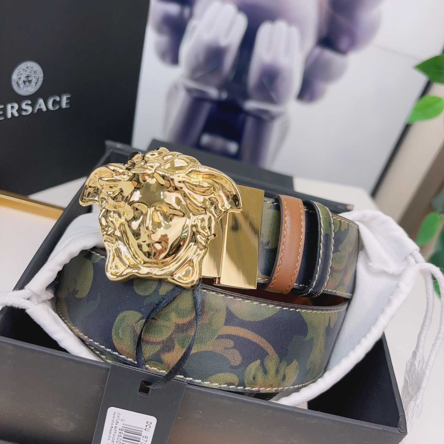 Versace La Medusa Logo-buckle Barocco-print Belt   40mm - PerfectKickZ
