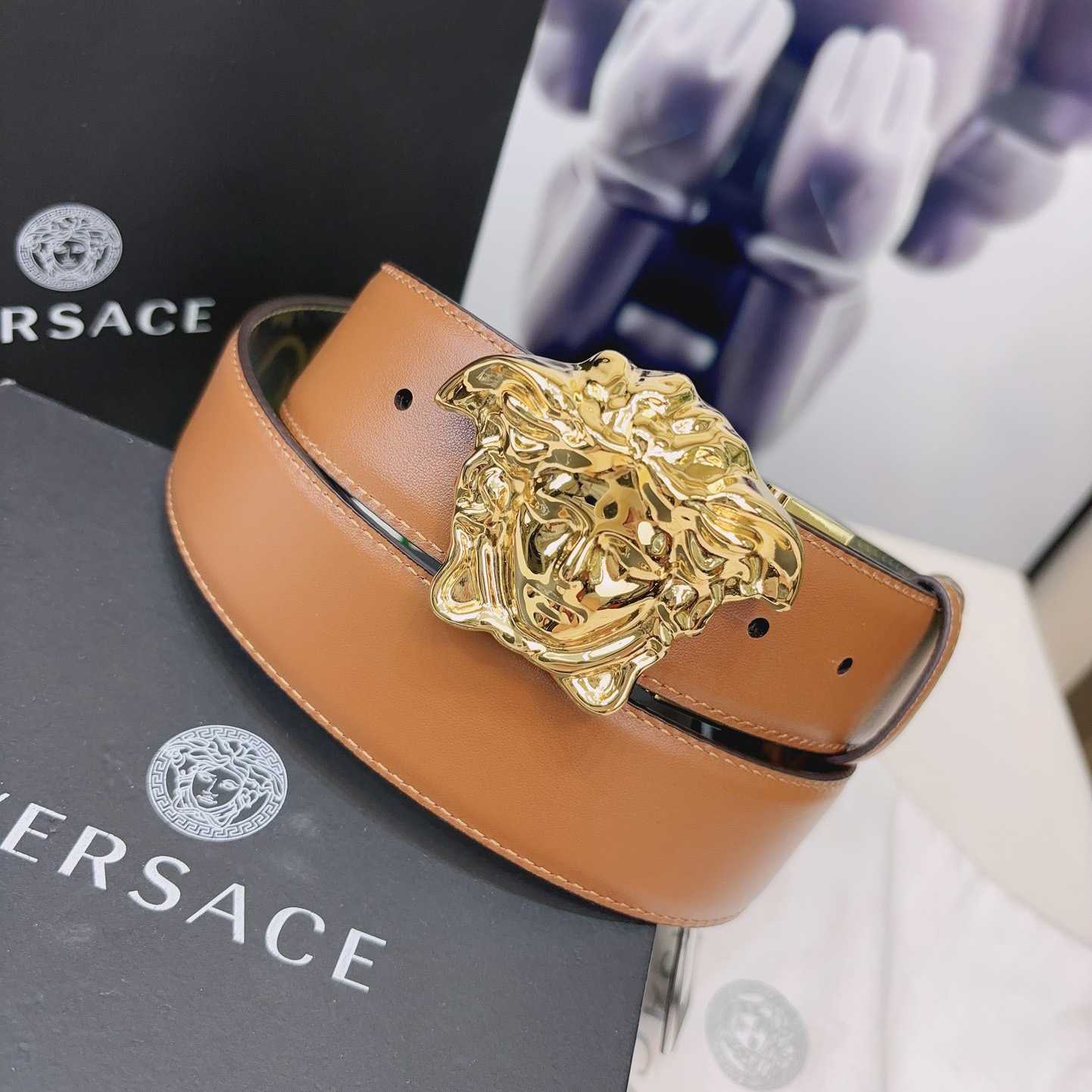 Versace La Medusa Logo-buckle Barocco-print Belt   40mm - PerfectKickZ