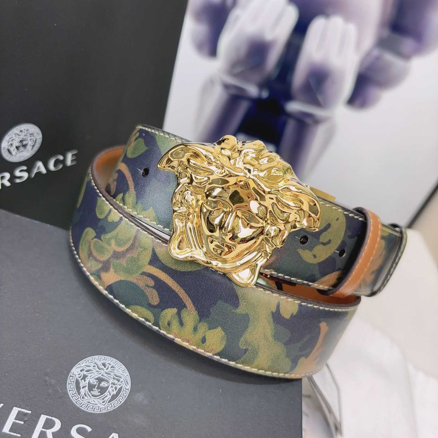 Versace La Medusa Logo-buckle Barocco-print Belt   40mm - PerfectKickZ