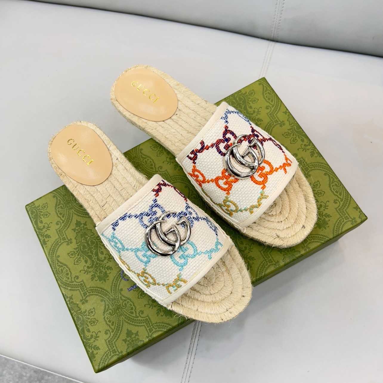 Gucci Women's GG Espadrille Slides - PerfectKickZ